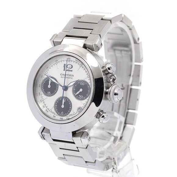 CARTIER Pasha C W31048M7 Chronograph Silver Dial Automatic Boy's Watch - Picture 2 of 6